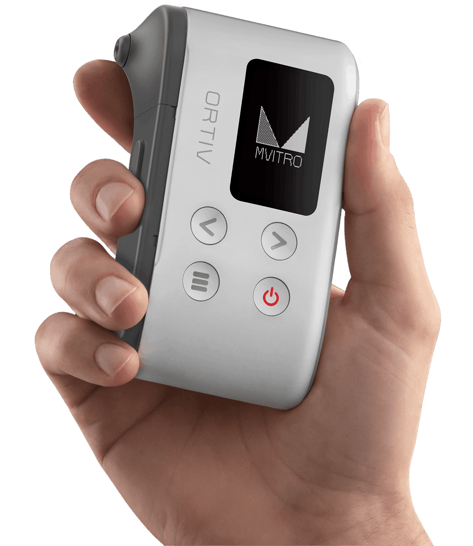 MVitro Ortiv in a person's hand